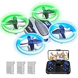 Mini Drohne mit Kamera HD 720P für Kinder, RC Drone mit LED Lichter,Quadrocopter mit 3D...