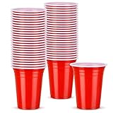 50 Stück Rote Partybecher Set - Wiederverwendbare Plastikbecher Getränkebecher Red Cups...