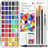 Funcils Aquarellfarben Set - Aquarell Malkasten Inklusive 50 Watercolor Set mit Metallic...