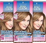 POLY COLOR Tönungs-Wäsche 15 Mittelblond Stufe 2 (3 x 105 ml), Tönungs-Creme für eine...