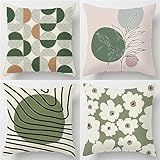 4er Set Blau Kissenbezug 40x40 cm mit Bauernhaus Muster Design, soft Beidseitig...