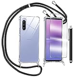 TTSWJBD Handykette für Sony Xperia 10 V Hülle mit Displayschutzfolie Schutzfolie,...