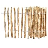 Staketenzaun Holzzaun 120cm Höhe, Teichumrandung Haselnuss, Zaun 5m Länge, Gartenzaun,...