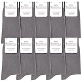 Occulto Damen 100% Baumwolle Socken 10er Pack (Modell: Inge) 10 Paar | Grau 35-38