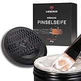 LIEBERGE Premium Pinselseife 40g + hochwertige Pinsel Reinigungsmatte – Veganer...