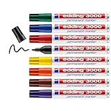 edding 3000 Permanentmarker - Stifte-Dose (Metall) - 8 Farben-Set - Rund-Spitze 1,5-3 mm -...