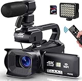 PITIKI Videokamera 4K Camcorder 64MP 60FPS 18X Digitalzoom HD Touchscreen Autofokus...