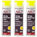 Alfa Markierungsspray 3 x 500 ml (1,5 Liter) Neon-Gelb für saubere und präzise...