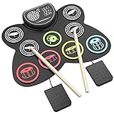 Schlagzeug Elektronisch EBXYA Tragbares Elektrisches Schlagzeug Roll Up Drum Practice Pad...