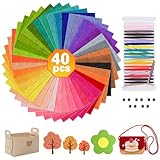 40 Farben Filzstoff, Filz zum Basteln 1mm, Bunte Filzplatten 20 x 30 cm, Polyester Felt...