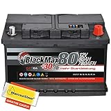 BlackMax Autobatterie 12V 80Ah Starterbatterie statt 72Ah 74Ah 75Ah 77Ah inklusive Polfett