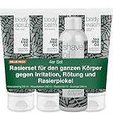 Rasur-Set für den ganzen Körper - Set mit Körperwaschgel, Peeling, Balsam und Rasieröl...