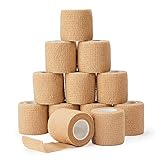 Selbsthaftende Bandage, kohäsive Haftbandage 5 cm X 4.5 m, 12 Rollen selbstklebender...