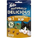 FELIX Naturally Delicious mit Hühnchen & Katzenminze Katzensnacks, Box von 8 (8x50g)