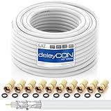 deleyCON HQ+ 20m SAT Koaxial Kabel 135dB - 5-Fach geschirmt für DVB-S - S2 DVB-T und...