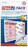 tesa doppelseitige Klebepads TACK XL / Transparente Klebestreifen zum Aufhängen an...