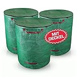 Bolson 3er Set Gartensack mit Deckel verschließbar - 272L Gartenabfallsack mit extra...