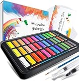 Aquarellfarben Set , RATEL Aquarell Malkasten Inklusive 36 Farben Festes Pigment + 2...