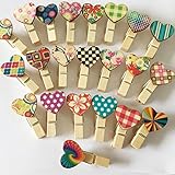 UOOOM 40 PCS Bunt Herz Holz Clips Wäscheklammern Mini Holz Klammern deko klammern für...