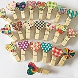 UOOOM 40 PCS Bunt Herz Holz Clips Wäscheklammern Mini Holz Klammern deko klammern für...