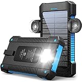 Solar Powerbank 38800mAh Solar Ladegerät Tragbares mit USB Eingang, Taschenlampe, Outdoor...