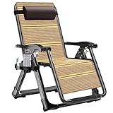 OSkour Sonnenbett Deck Chair faltend mit Cup Halter Gartenstuhl mit Pad Kissen, 90°~170°...