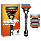 Gillette Fusion 5 Nassrasierer Herren, Rasierer + 4 Rasierklingen mit 5-fach Klinge,...