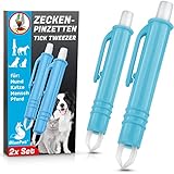 BluePet 2X Automatische Zeckenzange - Zuverlässige Zeckenpinzette Für Hunde, Katzen,...