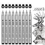 Fineliner Schwarz, GXR Fineliner Stifte Set, Wasserdicht Pigment Liner Set für Anfänger...