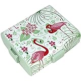 com-four® Brotdose Flamingo für unterwegs - Lunchbox mit Trennwänden - Frühstücksbox...
