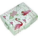 com-four® Brotdose Flamingo für unterwegs - Lunchbox mit Trennwänden - Frühstücksbox...