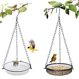 HRAYLTOP 2er Set Vogelfutterspender zum Aufhängen (18x18x3cm,∅18cm)-Metall...