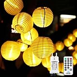 LED Lampions Lichterkette Außen Strom, 10m 50Led Erweiterbar 8 modi Lichterkette Lampion...