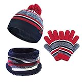 MORIASTER Kinder Wintermütze Schal Handschuhe Set, Baby Kleinkind Strick Beanie Neck...