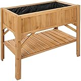 TecTake 403232 Hochbeet aus Holz mit Ablagefach, für Garten, Balkon und Terrasse,...