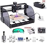 Upgraded 2 in 1 CNC 3018 Pro CNC Fräsmaschine mit 3 w Leistungsmodule, TwoWin Gravur...