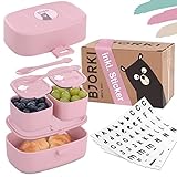 BJORKI® Bento Box für Kinder inkl. BONUS Namensticker - Auslaufsichere Lunchbox mit...