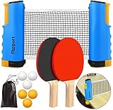 Tischtennisschläger/Schläger,Ausziehbare Tischtennisnetze,6 Ping-Pong Bälle,1*Mesh...