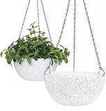 AIQII 2er Set Blumentopf Hängend Plastik,Φ30CM Weiß Gesprenkelte Hängende Blumentöpfe...