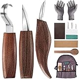 Holz-Schnitzwerkzeug Set, 10 Teiliges Holz Schnitzmesser mit Schleifsteine, Professional...