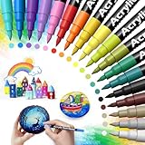Shadcoler Acrylstifte für Steine Wasserfest, 18 Farben Stifte Steine Bemalen Wasserfest,...