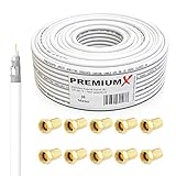 Premium X 30m SAT Koaxial Kabel 135dB 4-Fach SAT Antennenkabel Koaxialkabel Koaxkabel...