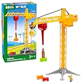 BRIO World 33835 Großer Baukran mit Licht - Zubehör für die BRIO Holzeisenbahn -...