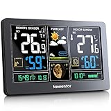 Newentor Wetterstation Funk mit Außensensor - Funkwetterstation mit Wettervorhersage,...