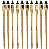 Bambusfackel Gartenfackeln mit Docht 90 cm lang Outdoor-Fackel 185 ml Füllmenge...
