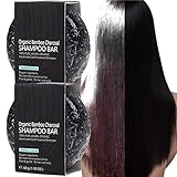 2 Pcs Hair Darkening Charcoal Shampoo Bar - Charcoal Shampoo Soap, Organic Bamboo Charcoal...