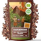 NaturaleBio Roh Kakao Nibs 1Kg. Organic Raw Cacao Nibs. Rohkost, natürlich und rein....