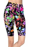 sissycos Damen Biker-Shorts Artistic Splash Printed Buttery Soft Workout Leggings - -...