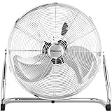 Pro Breeze 50 cm Bodenventilator aus Chrom, 120W Ventilator mit 3 Geschwindigkeitsstufen,...