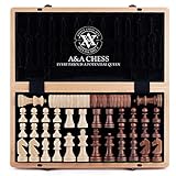 A&A 38cm hölzerne klappbare Schach & Dame Set / 7.6cm König Höhe Staunton Schachfiguren...